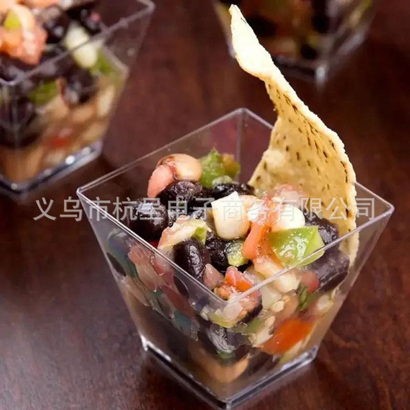 Can Be Used with Hair Cross-Border Jelly Mousse Cup Disposable Plastic Transparent Cup Square Round Mini Creative Pudding Cup