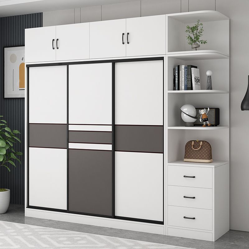 Smart Simple Wardrobe Home Bedroom Assembly Children's Rental House Sliding Door Storage Cabinet Modern Simple Wardrobe