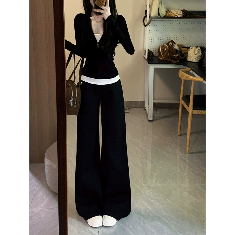 2025 новых летних корейских драматических топов с ленивым дизайном, повседневные и элитные повседневные брючные костюмы