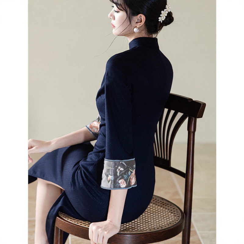 New Chinese-style National-style Cheongsam For Women, With Traditional Embroidery, A High-end, Simple, Retro, And_ecoleips.com