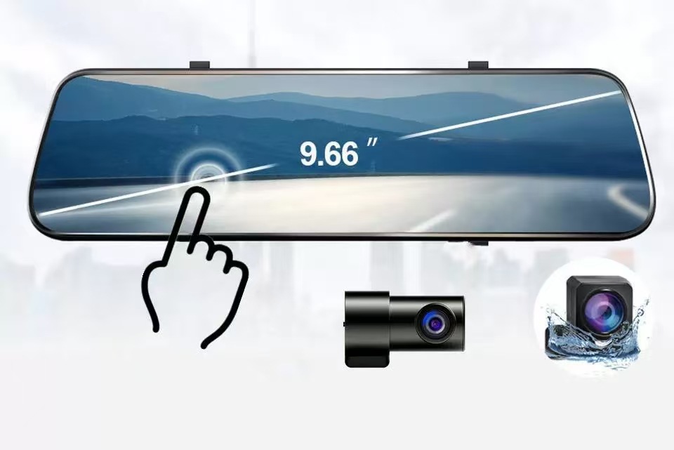 10 inch 3 lens streaming media rearview mirror front and rear lens car lens video HD night vision driving recorder