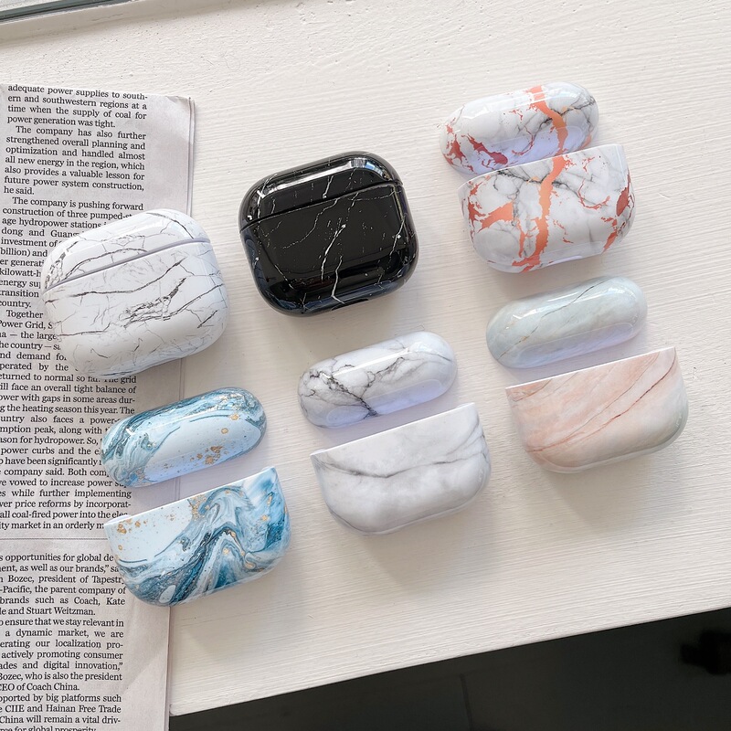New Applicable airpods PRO2 Protective Case airpods3 Protective Case Water Sticker PC Marble Earphone Case New Applicable airpods PRO2 Protective Case airpods3 Protective Case Water Sticker PC Marble Earphone Case