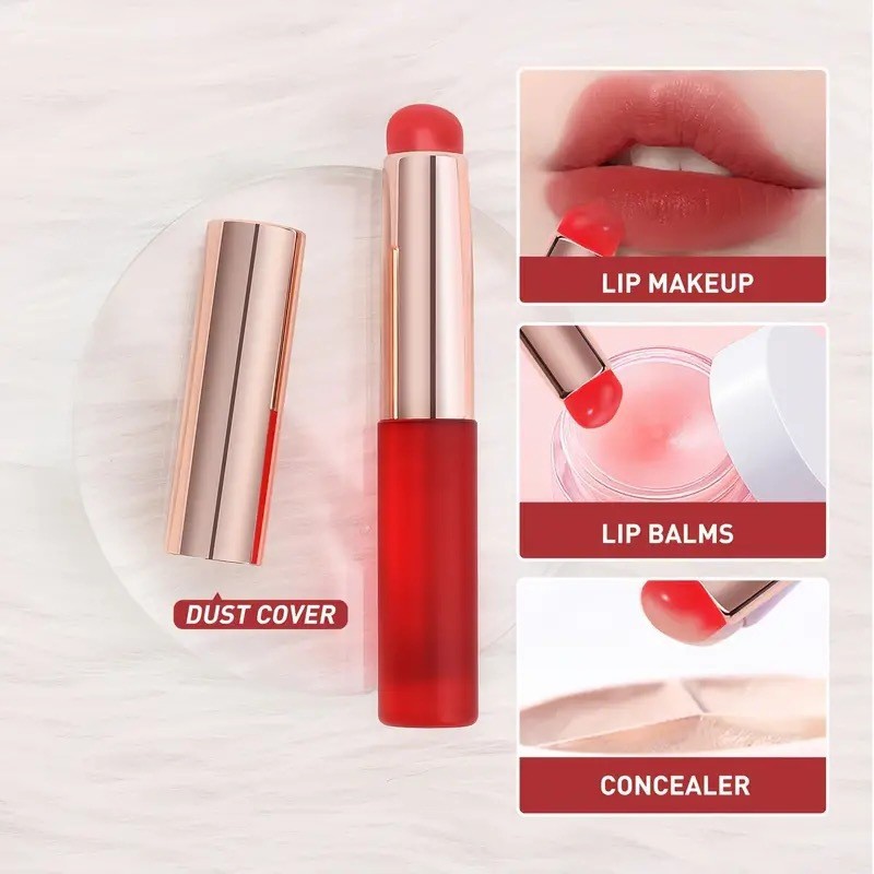 Q cepillo de labios de silicona suave con tapa cepillo de mascarilla de labios portátil lápiz labial especial mini lápiz labial de punta redonda cepillo de maquillaje image 13