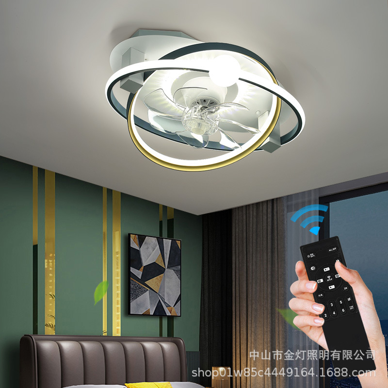 Shaking head fan lamp bedroom ceiling integrated electric fan lamp simple modern home smart room master bedroom lamp with fan