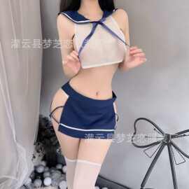 情趣内衣女式性感系带绑带分体学生装制服套装一件代发1082