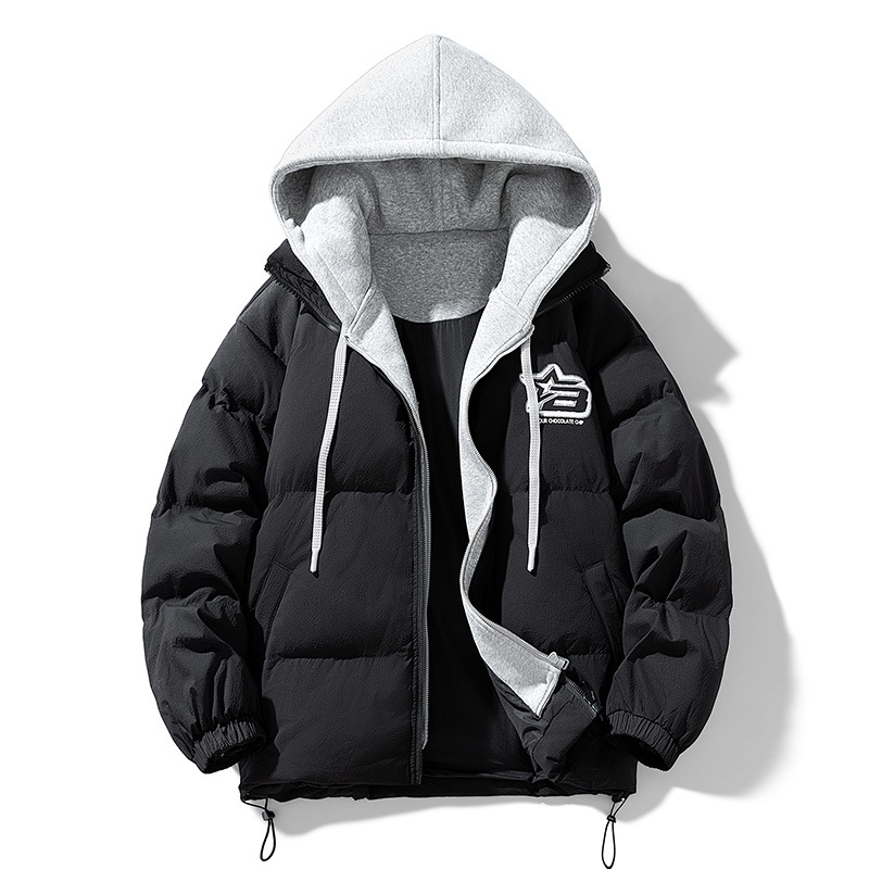 2025 ropa de invierno para hombres vacaciones casuales de dos piezas chaqueta con capuzas marca de moda adolescente engrosado estilo de Hong Kong ropa de hombre image 3