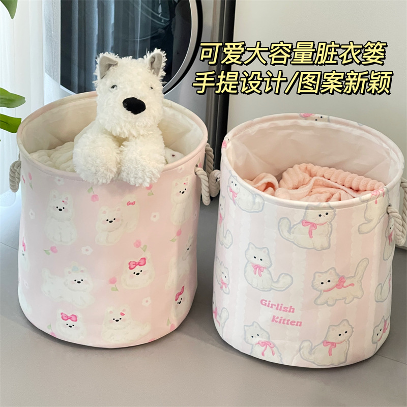 2024 nuevo estilo lindo canasta de ropa sucia dormitorio baño hogar canasta de ropa de gran capacidad barril de almacenamiento portátil de alto valor