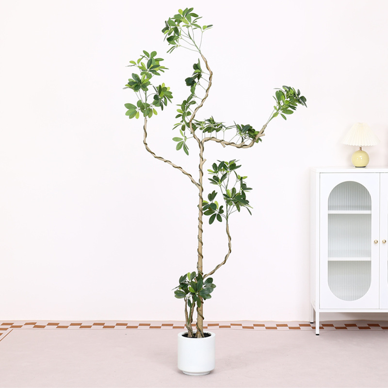 模擬緑植物アヒルの足の木ハイエンドライト高級屋内リビングルーム大型鉢植え床置き偽植物盆栽|undefined