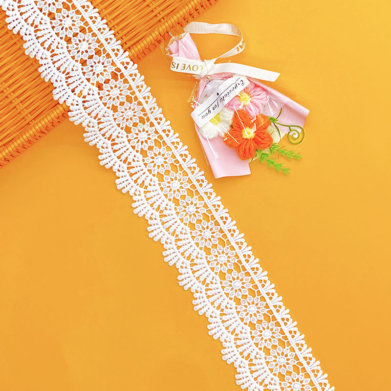 encaje soluble en agua para el hogar decoración suave joyas de mujer DIY bordado unilateral hueco leche código de barras accesorios de ropa