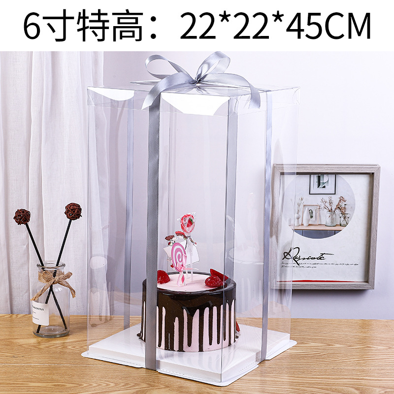 Caja de caja de pastel de cumpleaños totalmente transparente 4 4 6 6 6 pulgadas 8 caja de embalaje de pastel de altura de doble capa única 10 10 12