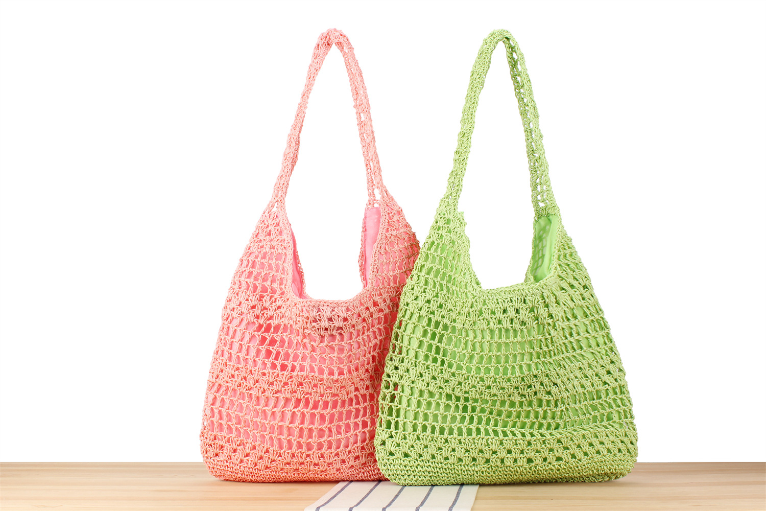 Femmes Grande Ficelle De Papier Couleur Unie De Base Vacances Tisser Boucle Magnétique Sac D'Épaule display picture 1