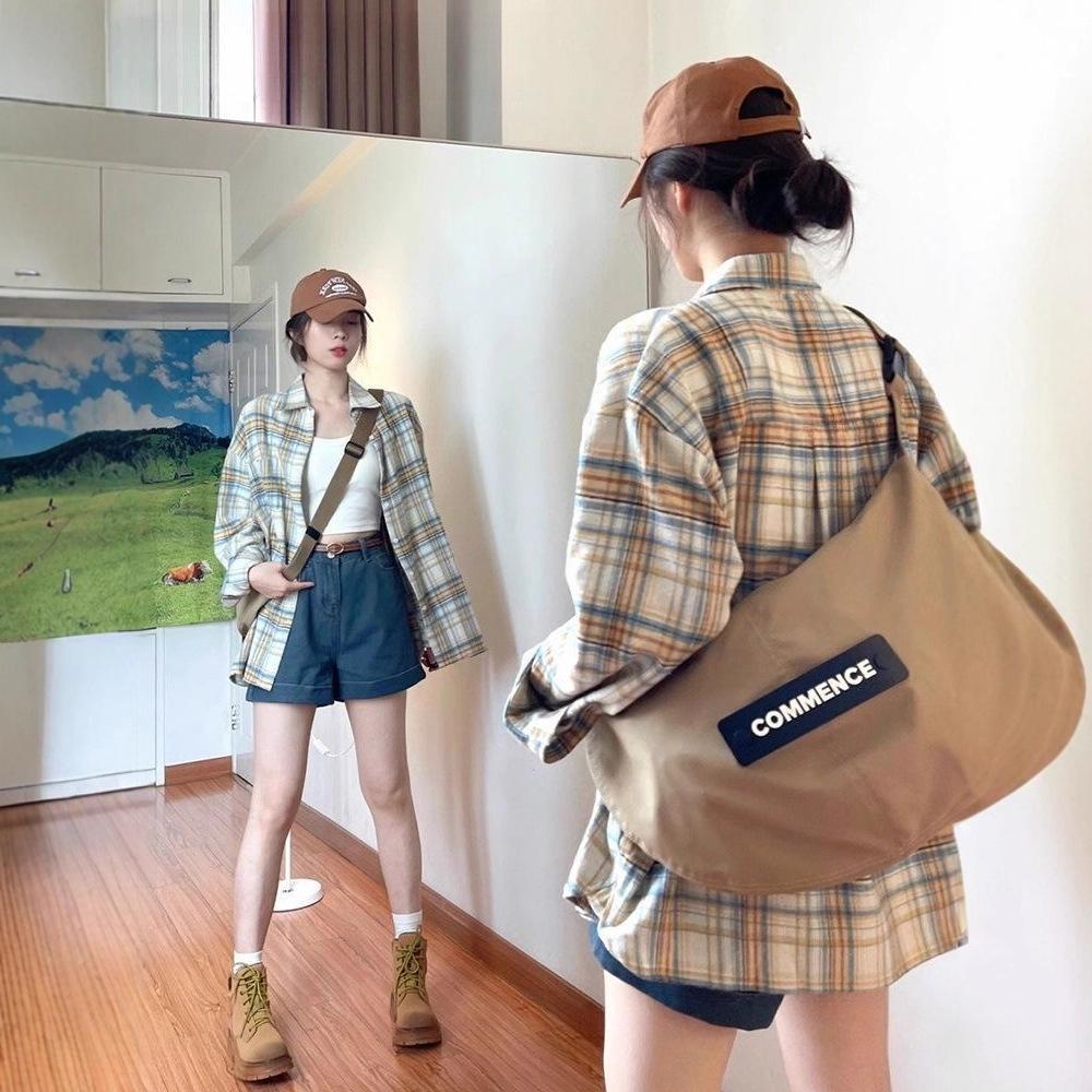 American Retro Plaid Sun Protection Shirt for Women 2025 New Autum Loose Shirt Design Cardigan Top