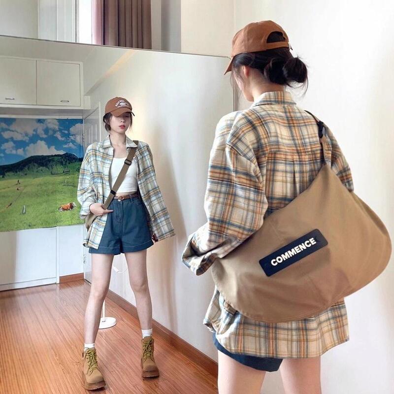 American Retro Plaid Sun Protection Shirt for Women 2025 New Autum Loose Shirt Design Cardigan Top