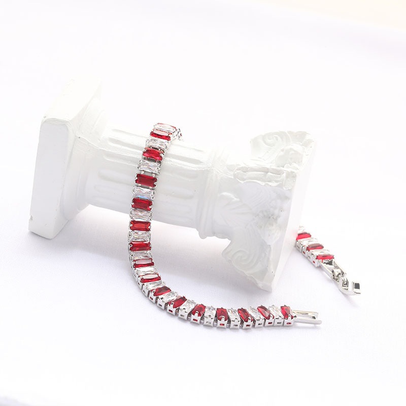 Retro Color Block Copper Inlay Zircon Bracelets