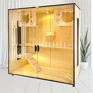 Solid Wood Cat Nest Villa Home Cabinet Cat Cage Waterproof Indoor Cage Big Cat House Cat House Factories