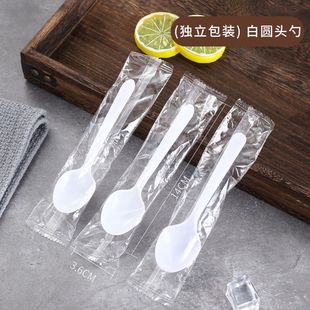 Disposable plastic spoon thickened KFC spoon individual packaging OPP bag individual package White take-out spoon factory