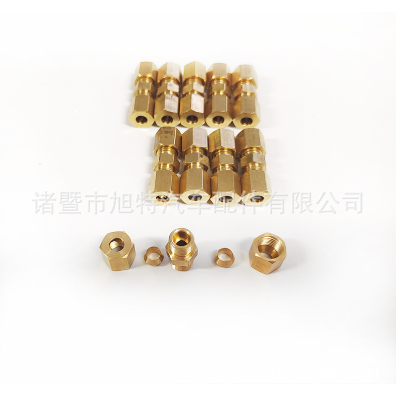 1-piece connector yellow steel connector brake line compression joint alliance suitable for 3/16 inch OD pipe factory
