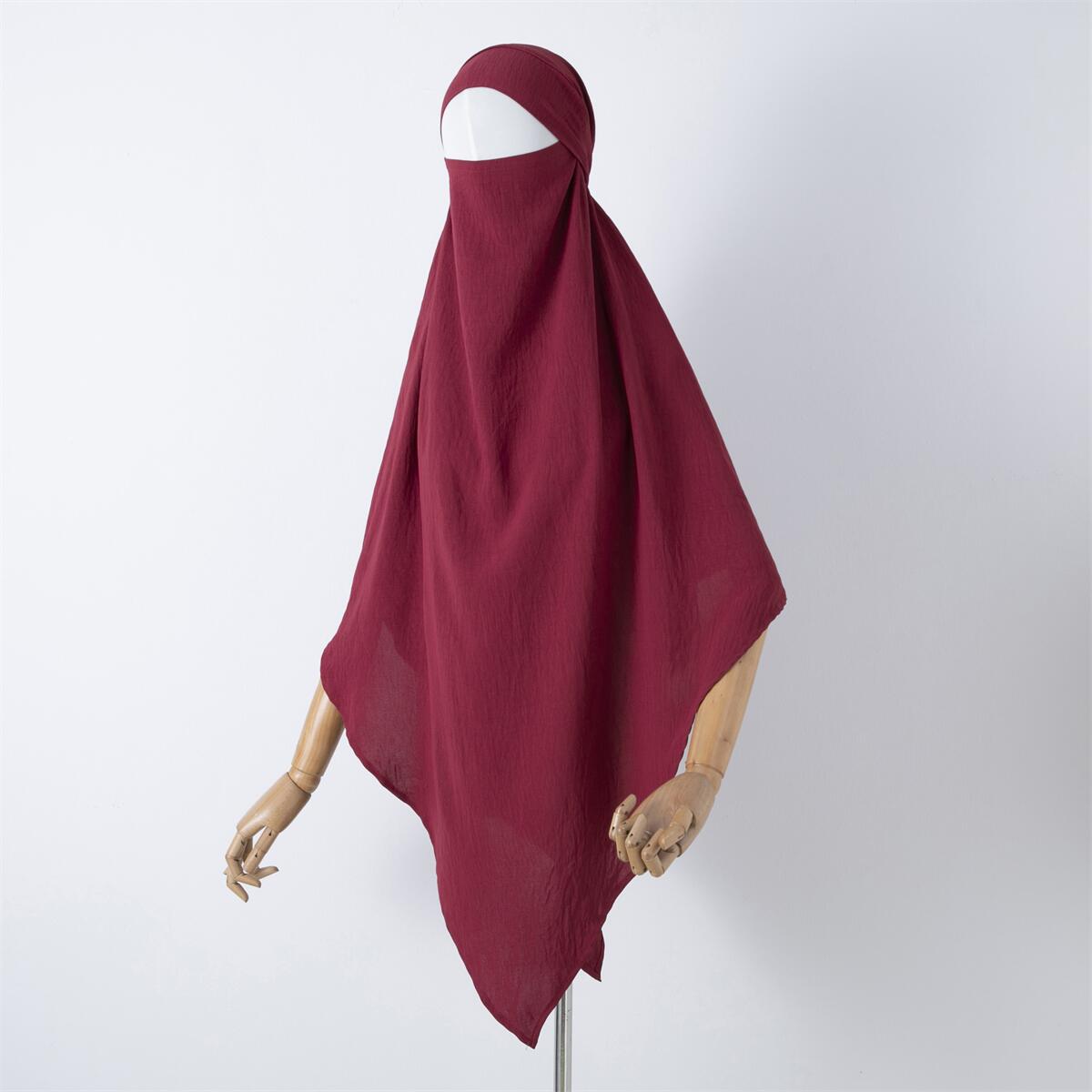 Damenbekleidung einfarbige Spitze Muslim Doppelschicht Kopftuch_voghion.com