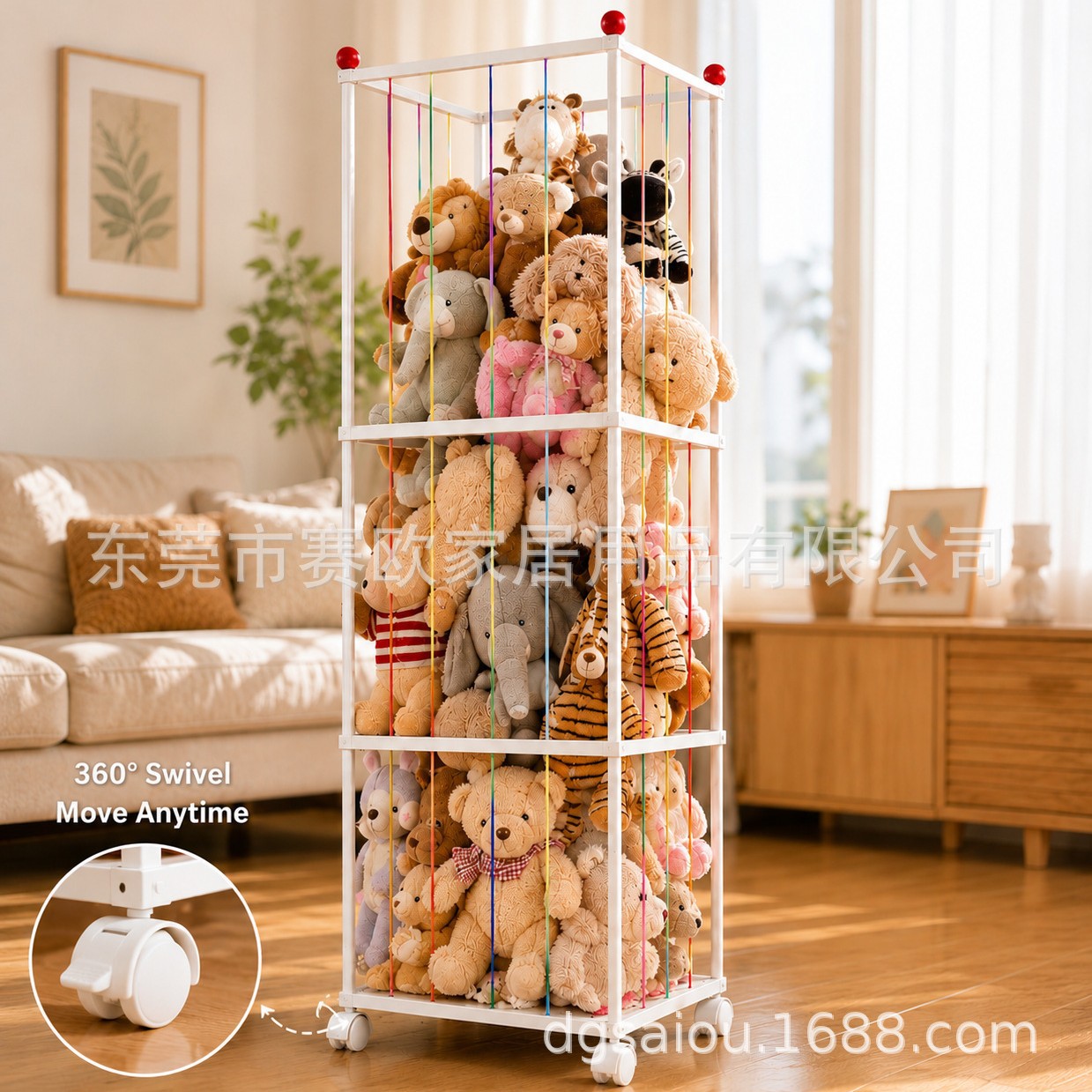 Large White Multifunctional Storage Rack for Home Living Room, Storage Cage for Exclusive Doll and Plush Toy Storage