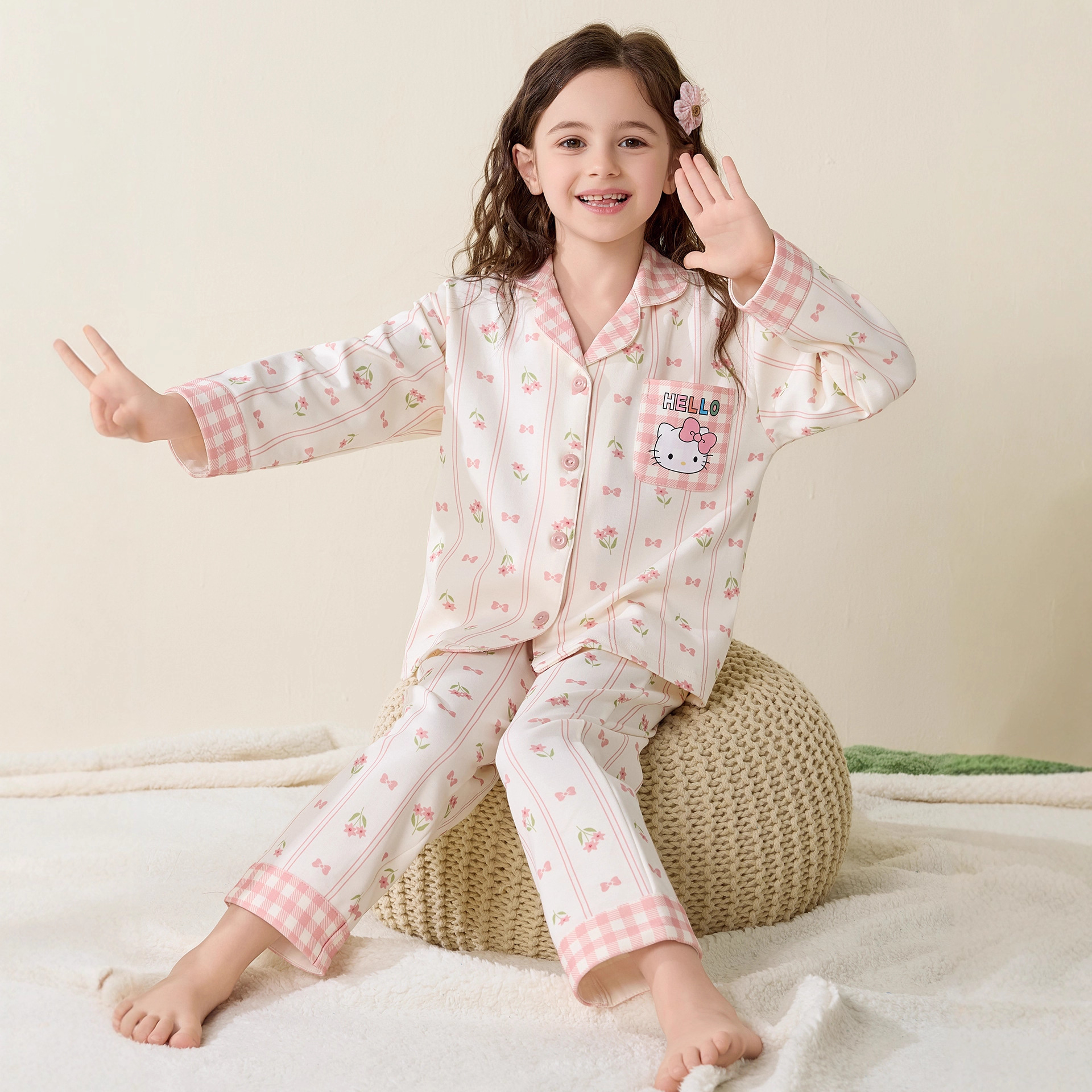 Children's Pajamas Girls 2025 New Category a Cotton Girls Pure Cotton Long Sleeve Spring and Autumn Cartoon Cute Home Clothes