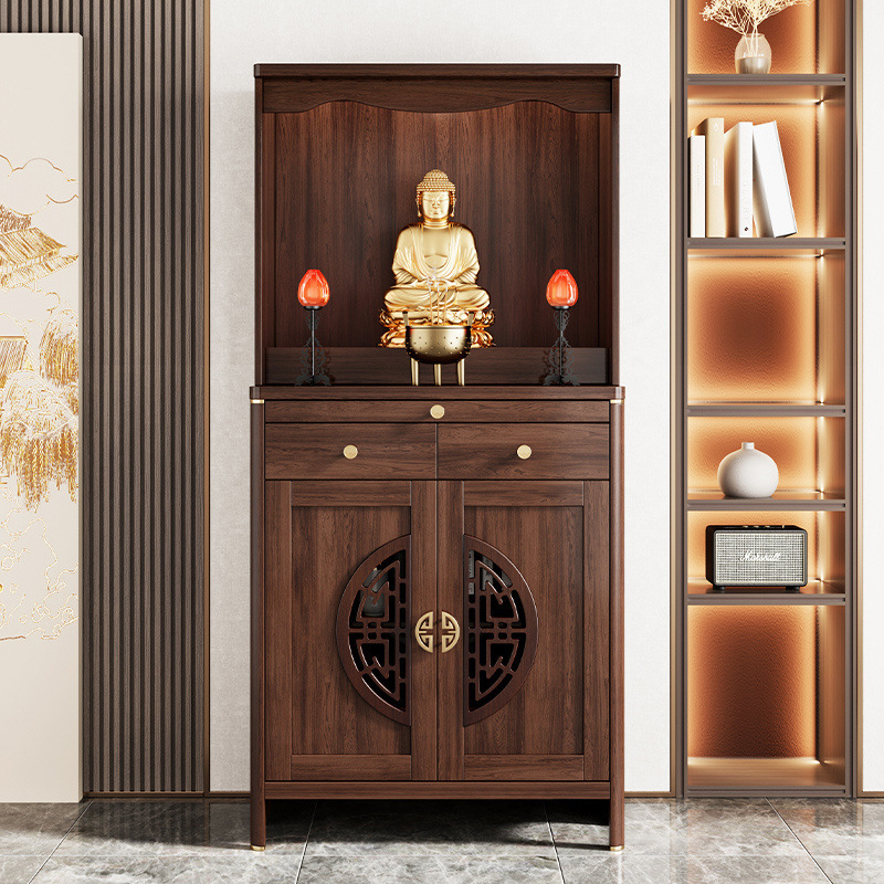 Altar Cabinet for Buddha, New Chinese-Style Standing Cabinet for Guanyin and Bodhisattva, Household God of Wealth Incense Table, Buddha Statue Offering Table