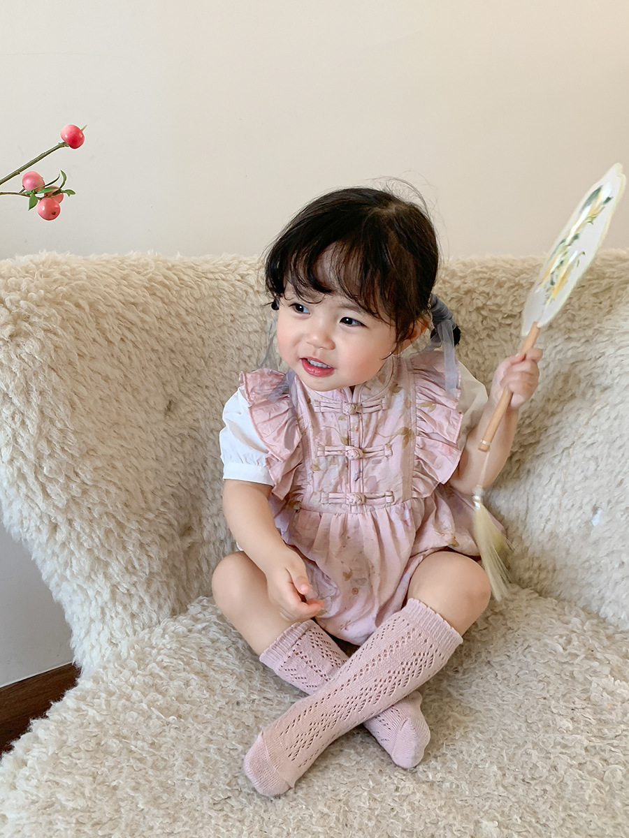 Ropa de bebé de fibra de caña de azúcar cuidadosamente seleccionada, pelele para bebé, estilo nuevo de verano 2024, traje de gateo para niños, pelele para niñas, ropa de paseo para bebé