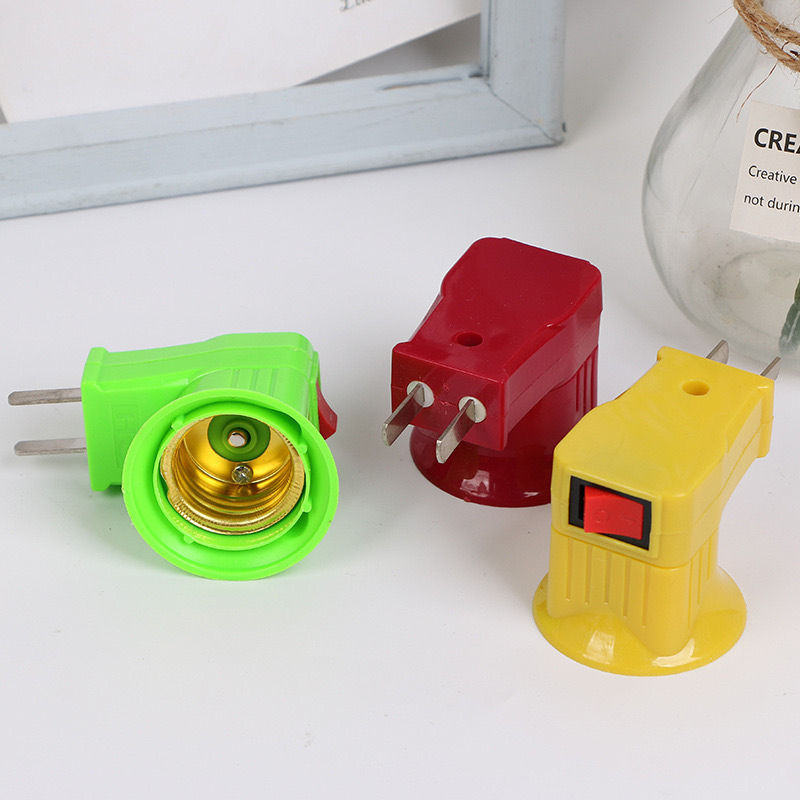 Portalámparas blanco E27 con interruptor y enchufe, base espiral para bombillas LED domésticas