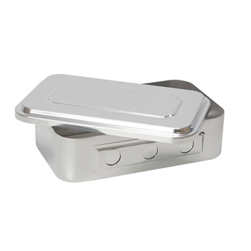 Aluminum sterilization box, medical sterilization box with lid, perforated and non-porous sterilization box, laboratory sterilization box, surgical instrument box