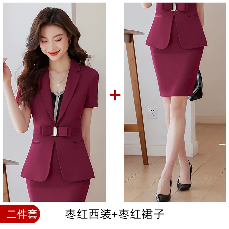 Women's Classic Suit Jacket, White, Short Sleeve, Lightweight Thin Work Blazer