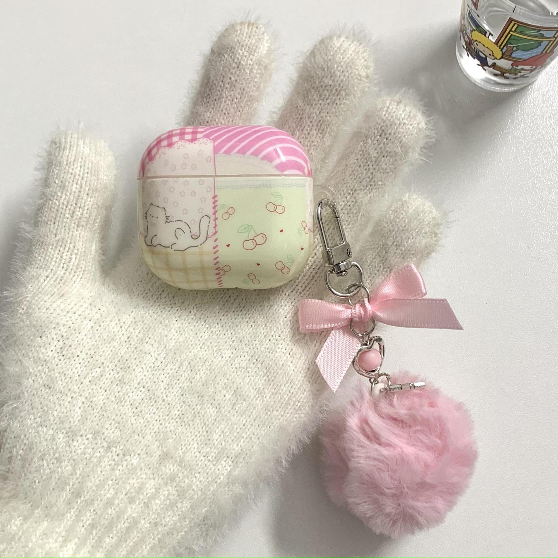 Ins empalme cereza gato para Airpods nuevo colgante Pro2 de 1/2 generación 3/4 funda para auriculares de generación Pro femenino 3/4