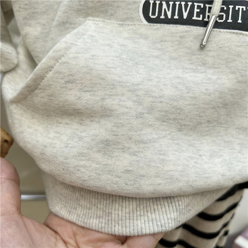 Autumn Korean Parent-Child Hooded Sweatshirt for Boys and Girls, Letter-Neck Overhead Top, Family Set for a Triad