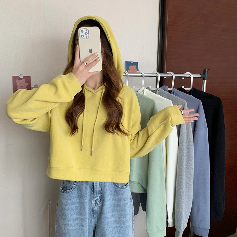 Summer New Short Sweatshirt Women's Spring and Autumn Thin Loose Ins Trendy Bf Lazy Style Design Sportswear Top