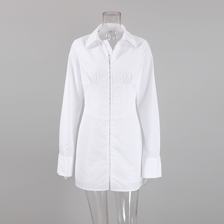 Women's Regular Dress Simple Style Shirt Collar Long Sleeve Solid Color Above Knee Daily display picture 8