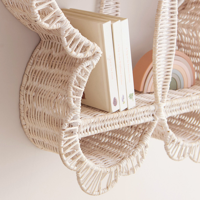 Cartoon mariposa en forma de pared tela de caña estante de artículos multifuncional pared almacenamiento decoración estante de exhibición