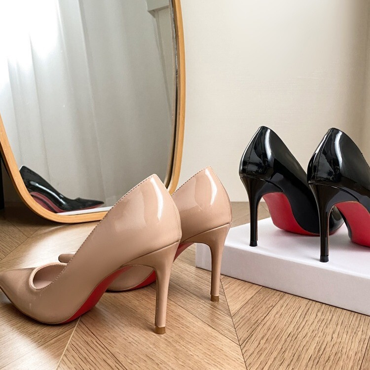 Wide Fat Feet Nude High Heels, Feminine and Not Tiring for Feet, Widened and Obese mm Pointed Toe Stiletto Black Red Sole Shoes