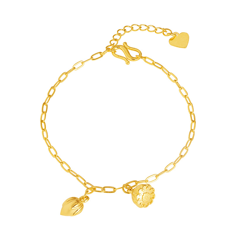Oro Lotus pulsera de loto estilo chino joyería auspiciosa aleación de cobre pulsera elegante de las mujeres Venta caliente suministro directo de fábrica