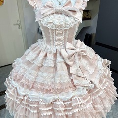 サスペンダーロリータドレス JSK ゴージャスフラワーウェディングロリータドレス 成人式