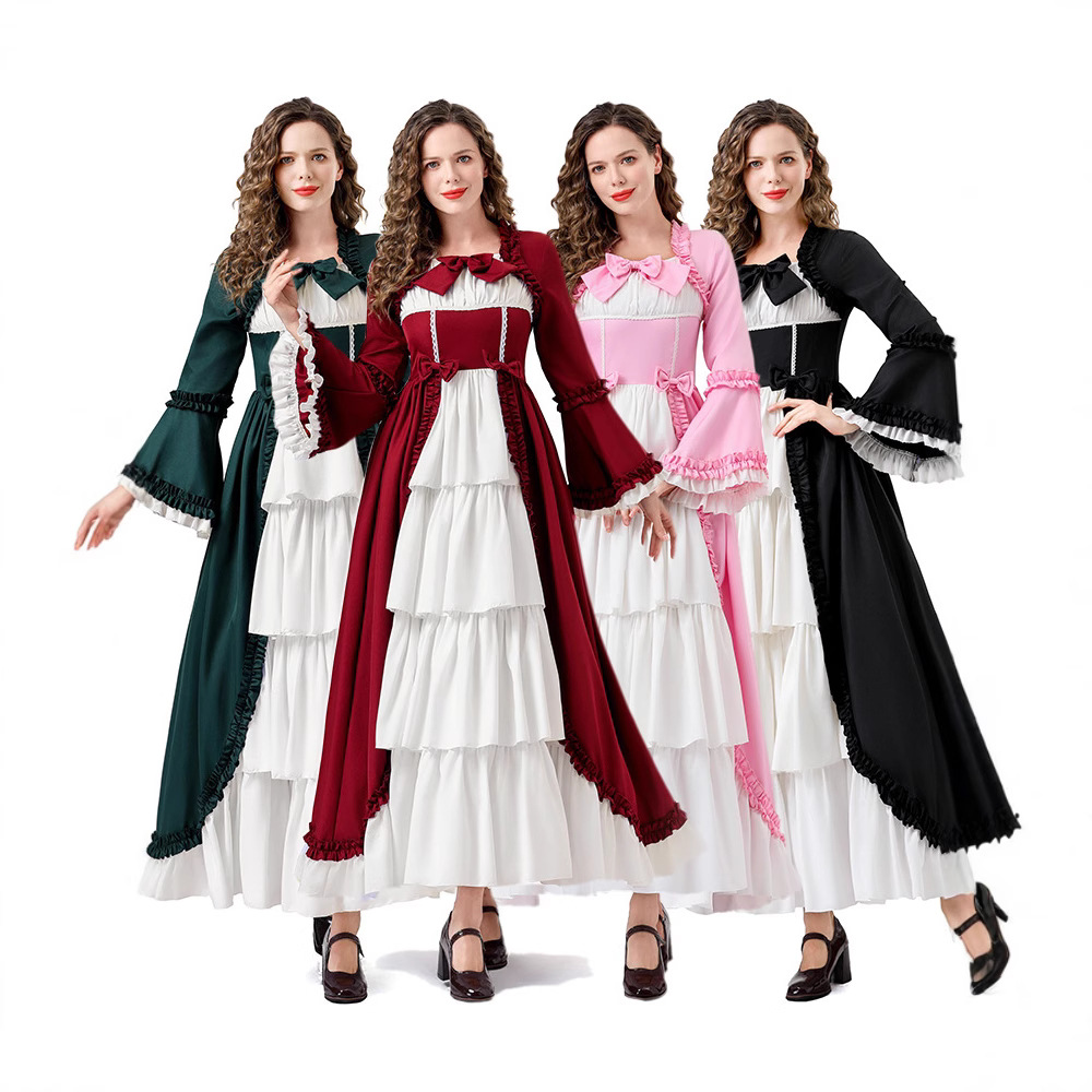 Halloween Costume Adult Medieval Retro Renaissance European and American Palace Dress Ladies Multi-Color Princess Dress