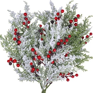 Cross-border New Christmas Wreath Decoration Spray Snow Pine Needle Fortune Fruit Holly Red Black Fruit Bucket Plug-in Decoration Source