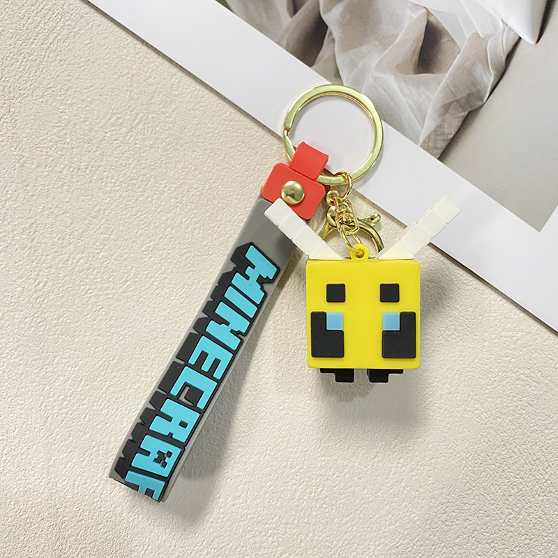 ゲームマインクラフトソフトプラスチックキーホルダーペンダントキーチェーン車のペンダント漫画人形 pvc ビルディングブロック人形|undefined