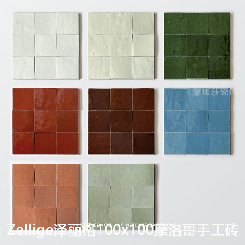 Moroccan Zari-style handcrafted brick, vintage dark brown and blue, for kitchen, bar, bathroom, and wine-red wall tiles, 100x100 Moroccan Zari-style handcrafted brick, vintage dark brown and blue, for kitchen, bar, bathroom, and wine-red wall tiles, 100x100