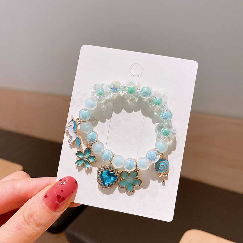 Pulsera de los niños de dibujos animados Mujer Princesa cuentas de vidrio Linda niña bebé pulsera estudiante joyería al por mayor