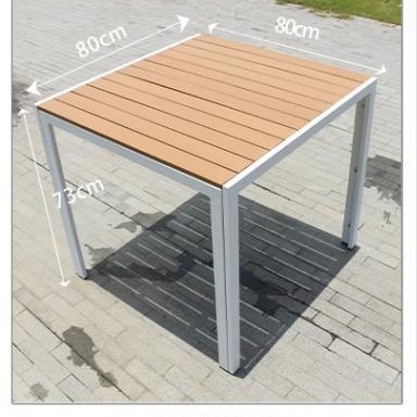 Mesa de madera de plástico al aire libre y silla combinación terraza patio al aire libre ocio balcón jardín mesa de té anti-corrosión madera impermeable mesa y silla conjunto