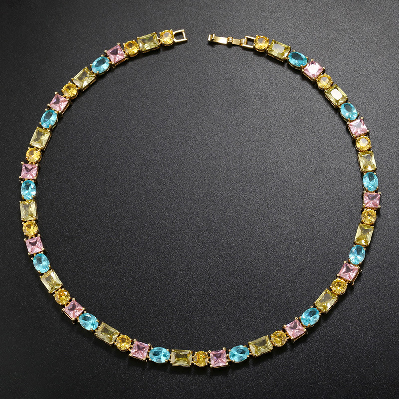 Banquet Occasion Glam Geometric Copper Gold Plated Zircon Women's Bracelets Necklace