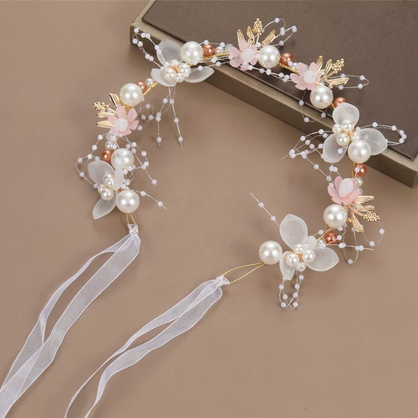 Fuchsia headband pearl, flowered