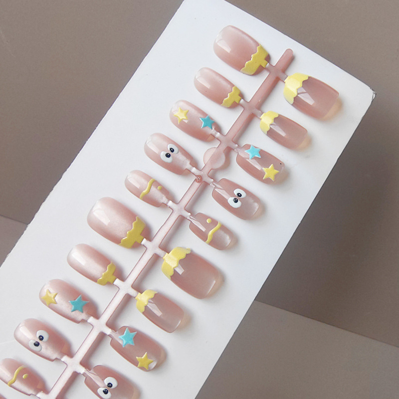 Summer Dopamine Cute Girl Colorful Star Eyes Nail Art Removable Wearable Nails Fake Nail Stickers