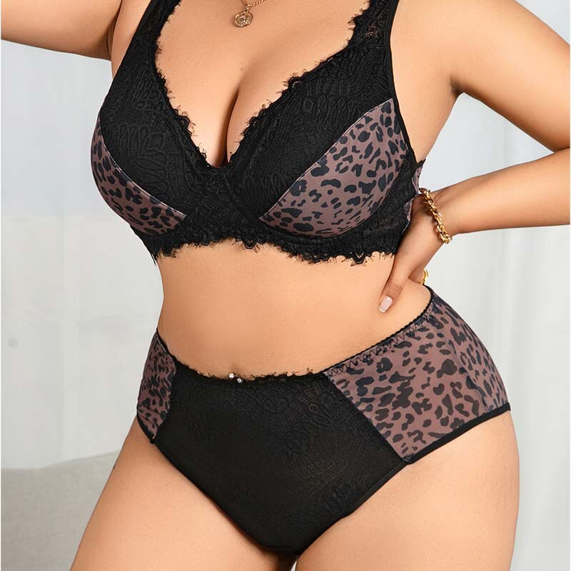 Factory Direct Sale Adjustable Black Thermal European and American Plus-Size Sexy Push-Up Bra Set Lingerie Set