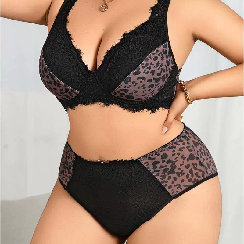 厂家直销调整型黑色保温欧美大码性感聚拢收副乳文胸套装内衣套装