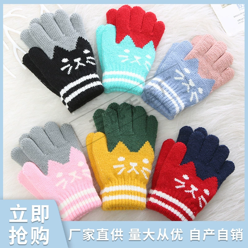детские удерживающие тепло милые трикотажные зимние перчатки из искусственного меха