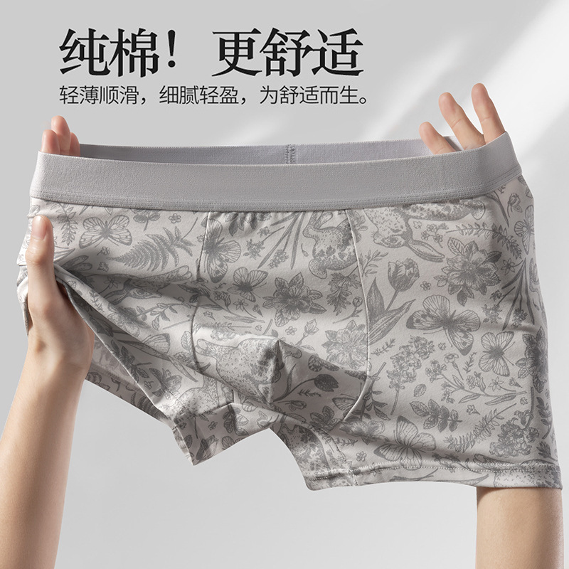 Pure Cotton Men's Underwear Mulberry Silk 7A Antibacterial Crotch Comfortable Breathable Mid-Waist Men's Boxer Briefs Factory Wholesale Pure Cotton Men's Underwear Mulberry Silk 7A Antibacterial Crotch Comfortable Breathable Mid-Waist Men's Boxer Briefs Factory Wholesale